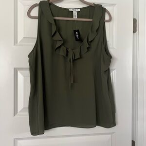 Ruffle V-Neck Sleeveless Blouse